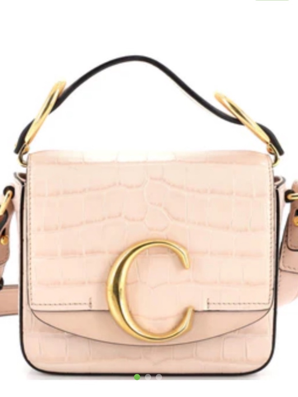 Chloe Croc-Embossed Small C Crossbody in Blush Pink with Gold Hardware